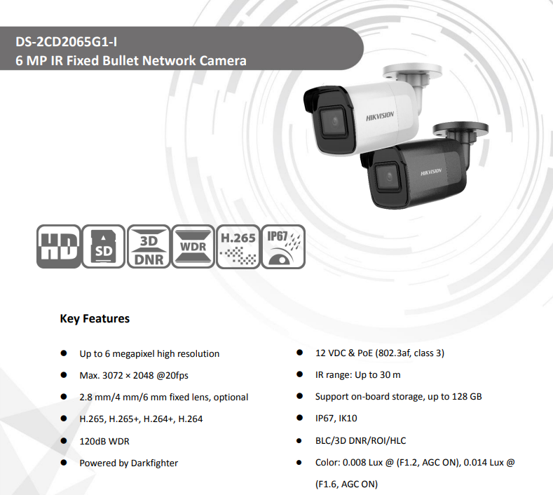 دوربین مداربسته هایک ویژن مدل DS-2CD2065G1-I